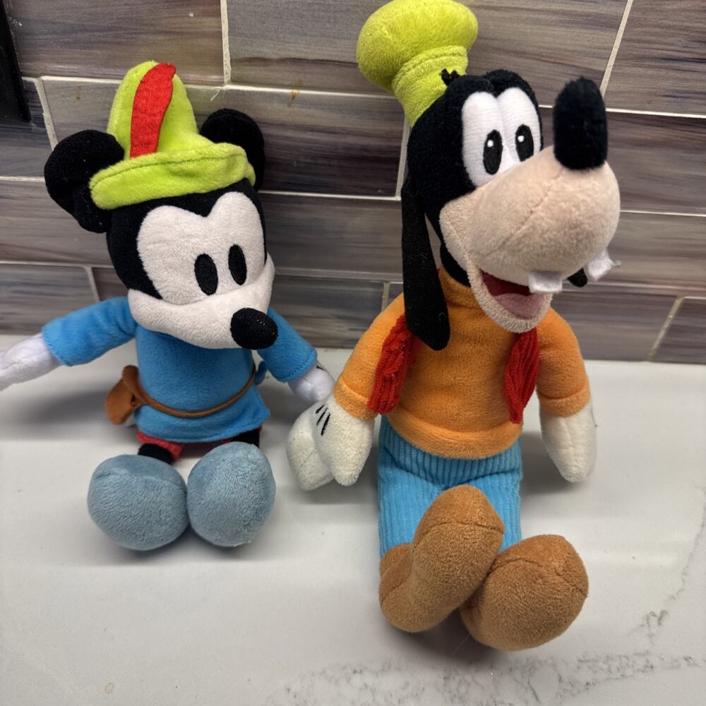 Disney Goofy Mickey Mouse Dog Beanie Toy Plush 10" And Micky Mouse Disney